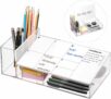 Acrylic Desktop Whiteboard Desk Storage Caddy with 4 Markers & 1 Eraser Included