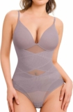 Women’s Body Shaper Deep V-Neck Body Suit with Built in Bra