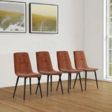 Set of 4 Modern Upholstered Linen Dining Room Kitchen Chairs