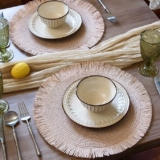 6-Pack  Round Woven Paper Placemats, 15″