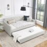 Upholstered Twin Size Daybed with Twin Trundle