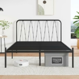 14 Inch Metal Platform Bed Frame with Modern Headboard