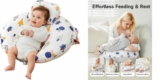 Breastfeeding Nursing Pillow with Adjustable Waist Strap & Removable Cotton Cover