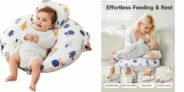Breastfeeding Nursing Pillow with Adjustable Waist Strap & Removable Cotton Cover