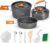 NutriChef Camping Cookware Set – Lightweight Nonstick Pots, Pans, Utensils, Bowls, Cutlery, and Cleaning Tools with Mesh Bag