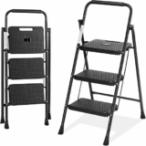 OLIXIS 3 Step Ladder Folding Stool with Wide Anti-Slip Pedal 800lbs Heavy Duty