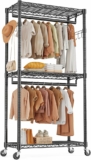 Heavy Duty Adjustable Garment Clothing Rack with Wheels