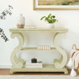 OSP Home Furnishings Ashland Console Table with Decorative Scroll Design in Hand Painted Antique Finish