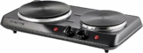OVENTE Electric Countertop Double Burner, 1700W Cooktop with 7.25″ and 6.10″ Cast Iron Hot Plates, Temperature Control