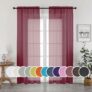 2-Panels Burgundy Red Sheer Curtains 84 inch Length