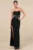 Opulent Muse Black Rhinestone Strapless Bustier Maxi Dress