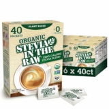 6-Pack 40-Count Organic Stevia In The Raw, Plant Based Zero Calorie Natural Sweetener, No Erythritol, Sugar Substitute