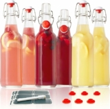 Set of 6 Clear Swing Top Glass Bottles w/Ceramic Lids