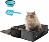 Foldable Travel Litter Box, Includes Replacement Liner with Collapsible Zipped Lid