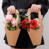 20pcs Kraft Paper Flowers Gift Bags, 13.78×7.40×5.71in