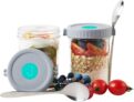 2-Pack Overnight Oats Glass Containers with Lids, 12 Oz