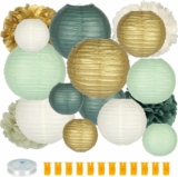 16-Pc Paper Lanterns w/ 12 LED Lights