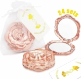 24-Sets Rose Compact Mirror w/ White Organza Bags and Thank You Tags