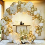 178-Pcs PartyWoo White and Gold Balloon Arch Kit Garland