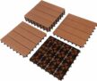 Set of 6 Wood/Plastic Composite Interlocking Deck Tiles for Outdoor Flooring