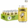 12-Cans Popwell Cream Soda Caffeinated Better-For-You Prebiotic Soda, with 6g Fiber, 1g Sugar, Vitamins and Immunity Support, 12 fl oz Cans