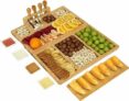 2-in-1 Premium Charcuterie Board Cheese Boards Gift Set with Stainless Steel Knives, Slates, & Bowls