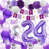 24th Birthday Party Decoration with Balloons & Banner