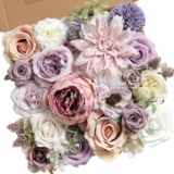 Purple Artificial Flowers Combo Box Set