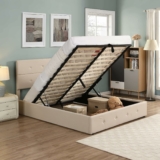 Queen Size Upholstered Platform Bed with Storage Underneath