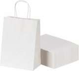 50-Pack White Paper Bags with Handles,8″x4.5″x10.8″