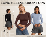 REORIA Womens Color Block Workout Long Sleeve Crop Top