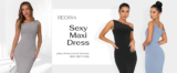 REORIA Women&#8217;s Ribbed Bodycon Maxi Dress