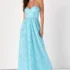 Fabulous Existence Teal Green Tulle Strapless Tiered Maxi Dress