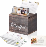 61-Pc Rustic Recipe Holder Box w/ Recipe Cards