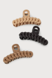 KITSCH Recycled Plastic Neutral Multi 3-Piece Twisted Claw Clip Set