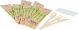 100-Sets 7 Inch Bamboo Utensil Sets (Fork, Spoon, Knife, & Napkin)