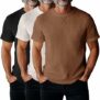 3 Pack Men’s Big and Tall Waffle Knit T-Shirts XL-5XL