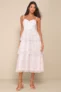 Women’s Romantic Babe White Floral Mesh Sleeveless Midi Dress