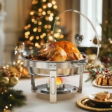 Round Chafing Dishes for Buffet with Glass Lid (5QT, 1 Pack)