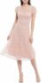 S.L. Fashions Women’s Tea Length Cap Sleeve Sequin Lace A-Line Dress