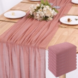 8 Pack Dusty Blush Cheesecloth Table Runner 13ft