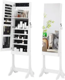 Full Length Armoire Mirror with Jewelry Storage and Led Light