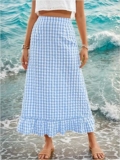 Women’s Gingham Skirt Long Plaid Maxi Skirt
