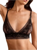 Women’s Sheer Lace Bralette Triangle V Neck Non Padded Wireless Bra
