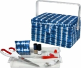 SINGER Large Sewing Basket with Notions & Matching Pin Cushion | Sewing Kit & Storage with Scissors, Tape Measure, Thread, & More