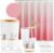 22PCS White Bathroom Accessories Set with Pink Shower Curtain Set with Hooks