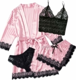 4-Pc Women’s Satin Pajama Set