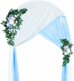 Artificial Wedding Arch Flowers Kit (2-Ct Blue Flower Swag & 2-Count Semi-Sheer Chiffon Table Runner)