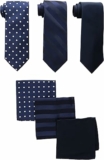 Stacy Adams Men’s 3 Pack Satin Neckties Solid Striped Dots With Pocket Squares