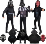 STAR WARS Villains Official Youth Dress-Up Set – Three Unique Costumes of Darth Vader, Darth Maul, and Kylo Ren (Size Medium)